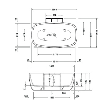 Ванна из искусственного камня Duravit Aurena 160x90 700551000000000