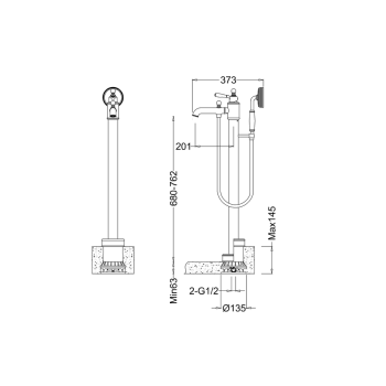 Ручки для смесителей Burlington матовые черные (пара), хром ARC66 CHR