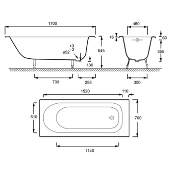 Чугунная ванна Jacob Delafon Soissons 170x70 E2921-00