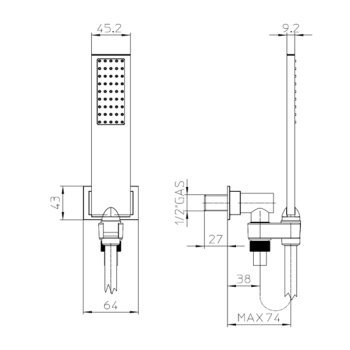 Bossini Apice Душевой комплект: с ручным душем, настенным держателем с подводом воды и шлангом 150см