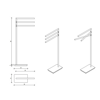 Полотенцедержатель Decor Walther Straight 3 38xh89 напольный, никель сатинированный 504134