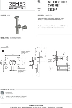 Смеситель с гигиеническим душем Remer X-style inox сталь нерж. SSX60P