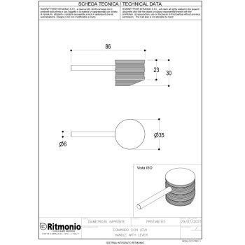 Ручка для смесителя Ritmonio Diametro35 Impronte хром PR51MA103CRL