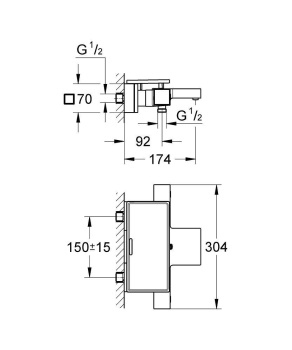 Термостат для ванны, GROHE Grohtherm Cube, хром, 34502000