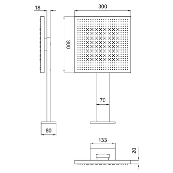 Душевая лейка из стены Almar Velvet Dual Flow 300х300, 2 режима, материал нерж. сталь, copper brushed pvd E044277.CO