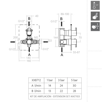 Смеситель для душа Ramonsoler Drako встраиваемый термостатический на 2 выхода 338712S