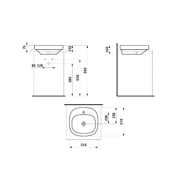 Laufen Palomba раковина, встраиваемая сверху, цвет белый