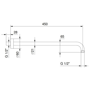 Держатель верхнего душа Fantini 450, настенный монтаж, Deep Black PVD 86 S1 8028