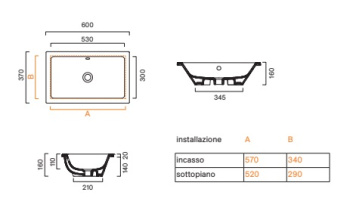 Раковина 60×37 Catalano Zero встраиваемая Bianco lucido 0124610001