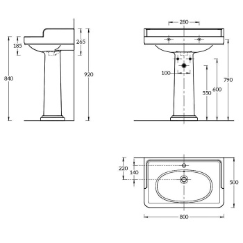 Раковина POMPEI подвесная/мебельная Kerama Marazzi 80x50x26 5, с 1 отв. под смеситель, с переливом, белый глянцевый PO.wb.80