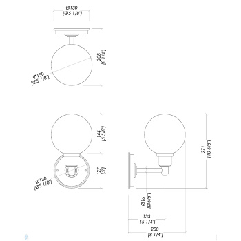 Светильник настенный Devon&Devon Dover с плафоном круглым матовое стекло основания хром 1DEDOVERCR