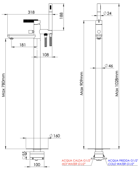 Смеситель для ванны Daniel Club ANC678OIL бронза масляная