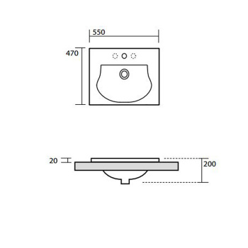 Раковина встраиваемая Kerasan Bentley 55х47хh2, с 1отв под смеситель, белый, 4 стороны глазированы, НЕ производится! 394201*1