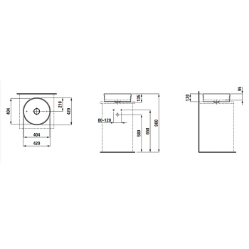 Laufen Kartell Раковина-чаша 420х420х120мм без перелива, без отв. под смеситель, цвет: серый матовый