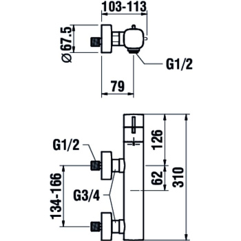 Душевая система Laufen Cityplus 3.3375.7.004.536.1 с термостатом Хром