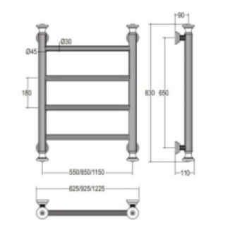 Полотенцесушитель электрический Margaroli Capitelli 2952J5504RNNBL 83x62.5 левый хром