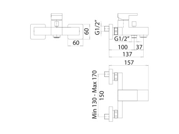 Смеситель для ванны с душевым гарнитуром Mamoli FEEL 1840PD40D22K