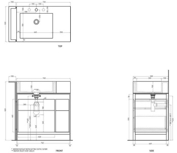 Раковина накладная Cielo I Narcisi NALAMDX FN 76 см правая коричневый