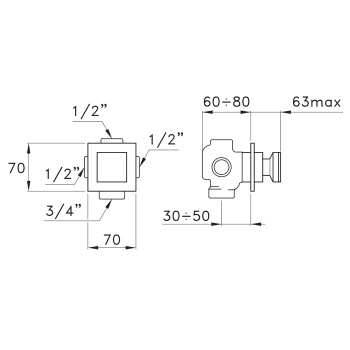 Встраиваемый переключатель для ванны/душа Stella Bamboo Quadro 0/150, хром BQ 01200 CR00