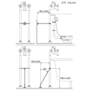 Труба напольного смесителя для ванны Stella Italica 275, хром IT 09100 CR00
