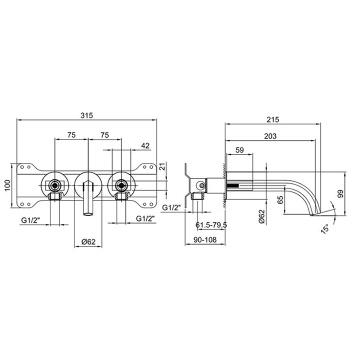Смеситель для раковины Fantini Venezia 29 02 N413SB хром
