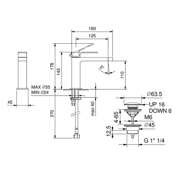 Смеситель для раковины Fantini Mint 34 13 F004F черный