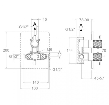 Смеситель для душа Ramonsoler Odisea встраиваемый термостатический на 1 выход joya графит 592421SGR