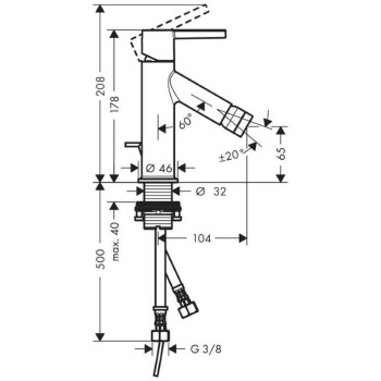 Axor Starck, Однорычажный смеситель для биде с ручкой, цвет: хром 10214000