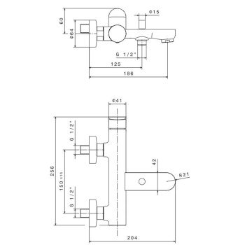Смеситель для ванны OLE настенный с переключением ванна/душ Kerama Marazzi без лейки, матовый черный 69440KM.01.093