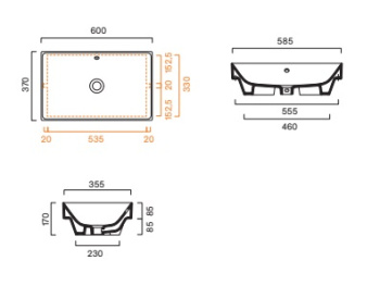 Раковина 60×37 Catalano Zero встраиваемая Bianco lucido 0124600001