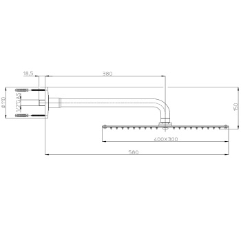 Bossini Paris-Rectangular Верхний душ 40x30см, настенный, цвет: хром H77607.030
