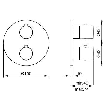 Внешняя часть термостата Almar Round Core на 2 потребителя, High Brass Brushed PVD, E176832.HB