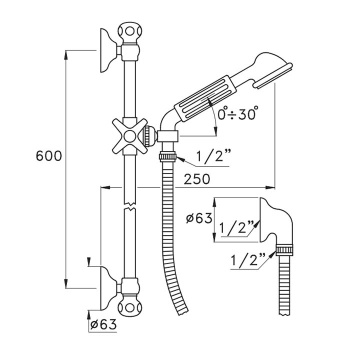 Душевая стойка Stella Wellness 60см, с ручным душем и держателем,цыет хром IT 03103 CR00