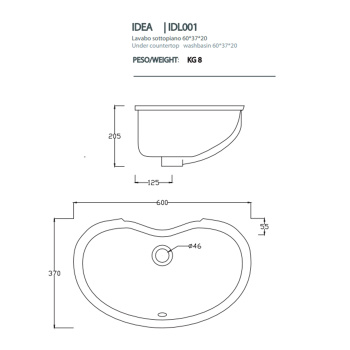 Раковина Artceram WASHBASINS IDEA 60х37, без отв., белый IDL001 01 00