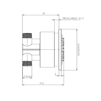 Bossini Cubic Reg Форсунка для душа 10х10см., настенная, поворотная, цвет: хром I00198.030
