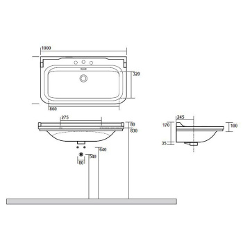 Раковина керамическая Kerasan Waldorf 100х55, c 1 отверстием под смеситель, белая, заглушки хром 4142K1bi/cr*1
