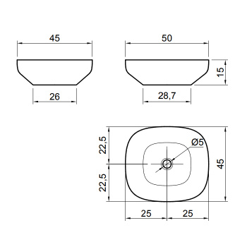 Раковина Antonio Lupi Ago 50х45х15, без отв., белый А0002423357