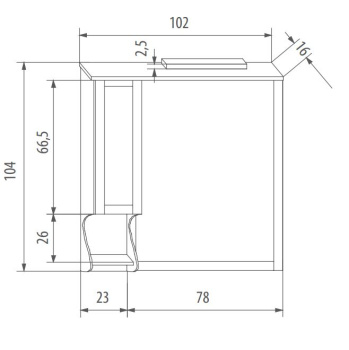 Зеркало в раме со шкафчиком правым без ручек Eban Arianna/eleonora/federica DX 102x104h, noce FCPLS102DN noce*1