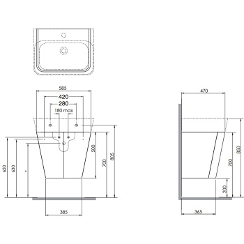 Тумба подвесная под раковину Azzurra Build 65, 59х47х50, с 1 ящиком, olmo naturale MBB 65 S N