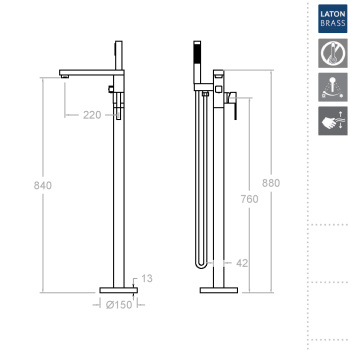 Смеситель для ванны Ramonsoler Kuatro NK напольный 498502S