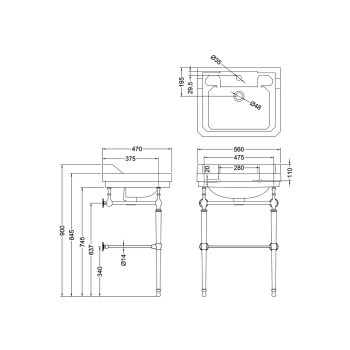 Полотенцедержатель Burlington Edwardian T22A-S GOLD