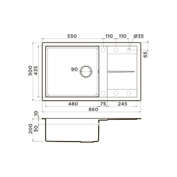 Мойка кухонная Omoikiri Sumi 86-CH шампань 4993653