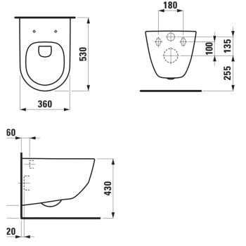 Унитаз подвесной Laufen Pro Rim 8.6695.7.000.000.1 (8.2096.6.000.000.1 + 8.9896.6) белый