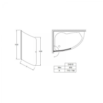 Шторка для ванны 79x140 см Jacob Delafon Micromega Duo E4910-GA