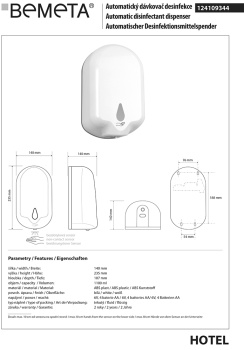Автоматический диспенсер жидкого мыла или дезинфекции Bemeta 105109335