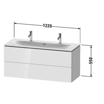 Duravit L-Cube Тумба подвесная под раковину # 234412, 2 ящика, 550x1220x481мм, цвет White High Gloss