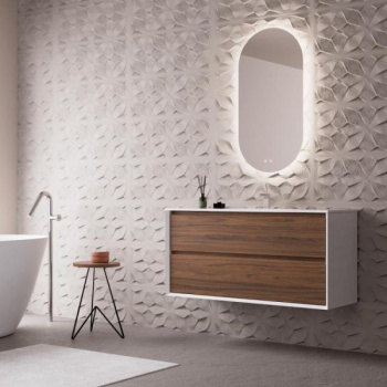 Тумба под раковину Nofer COOL с 2 выдвижными ящиками 100x45x54 CL.100.WNOGAL белый/орех