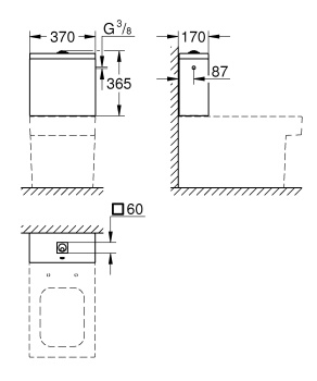 Смывной бачок для унитаза GROHE Cube Ceramic, наполнение сбоку, альпин-белый 39489000