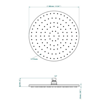 Верхний душ THG G00-B01-280EP polished nickel