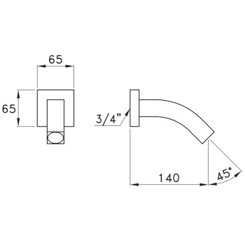 Настенный излив для ванны Stella Bamboo Quadro 0/250, хром BQ 09000 CR00
